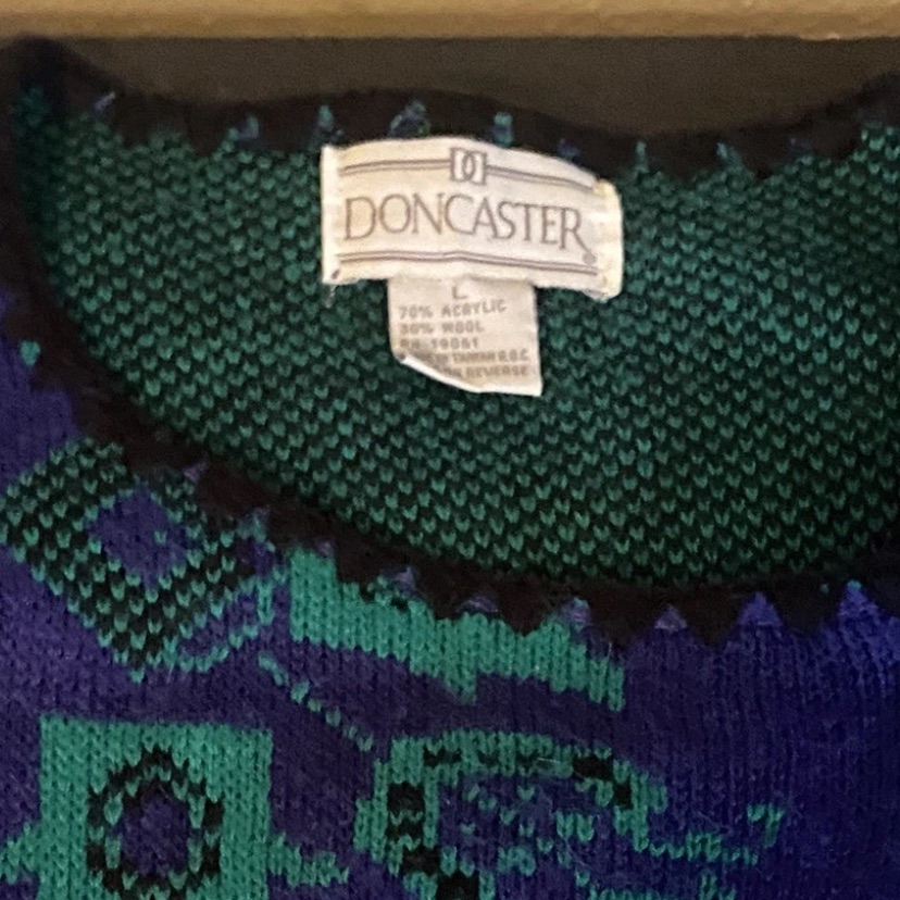 Doncaster Teal Green & Deep Purple Crewneck Sweater